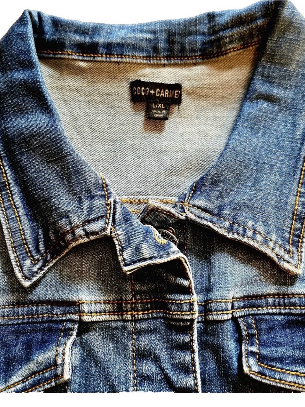 Coco + Carmen Women Teens Juniors Button Vest, Distressed Blue, Size LG/XLG NWT - Picture 6 of 9